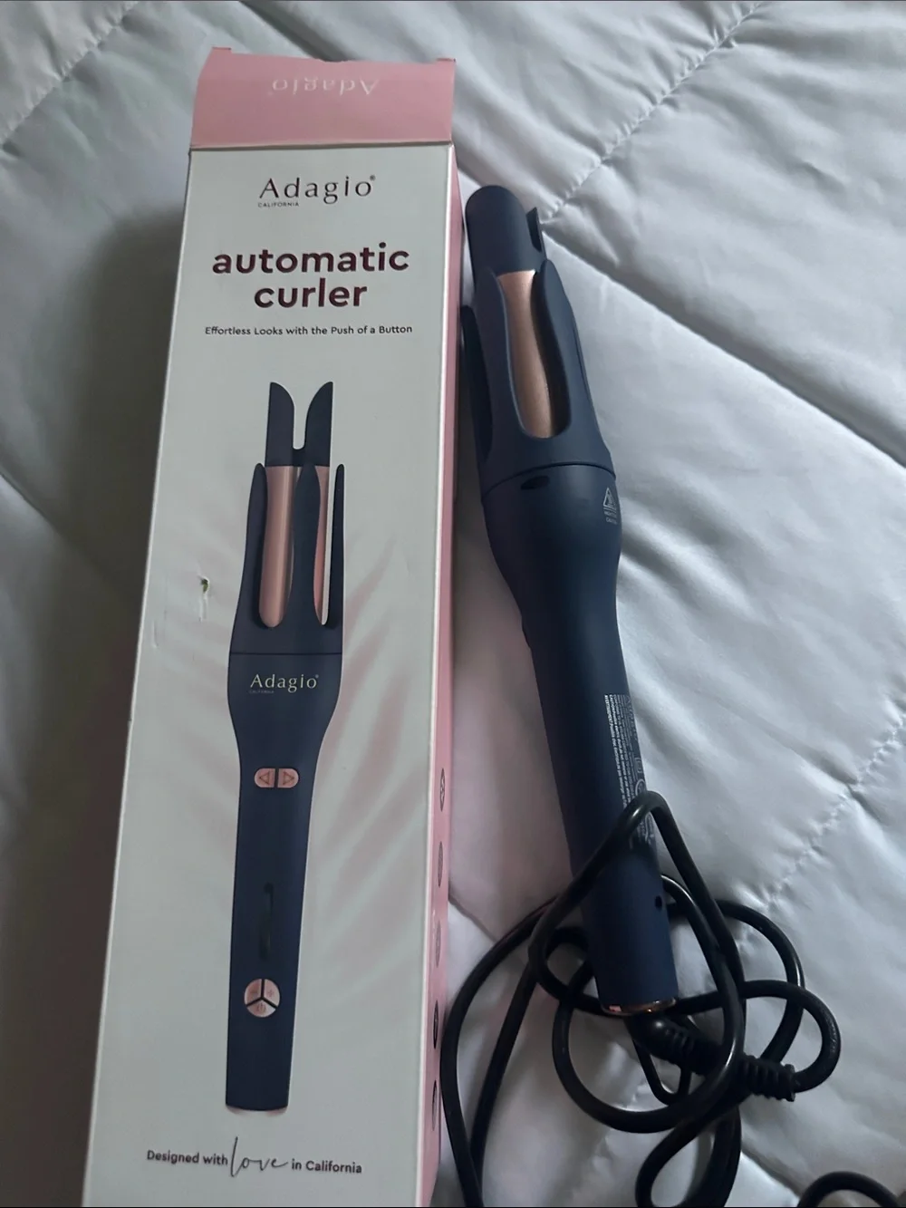 Adagio Automatic Curler in Navy with Rose Gold Accents
